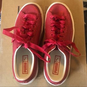 Red (shimmer) platform Puma Sneakers